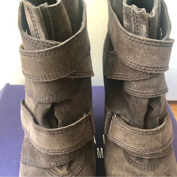 Stuart Weitzman Wild Child Suede Wedge Wraparound Bootie - Picture 7 of 16